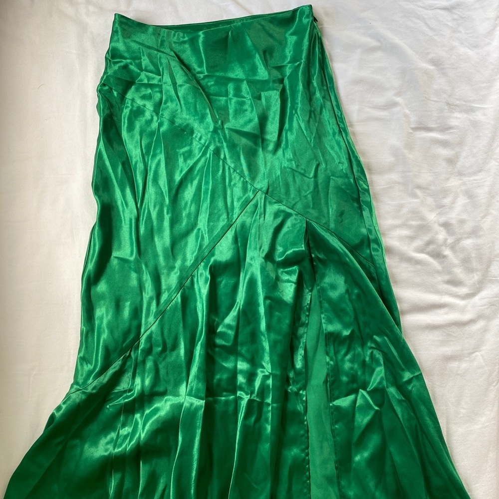 ASOS emerald green satin skirt